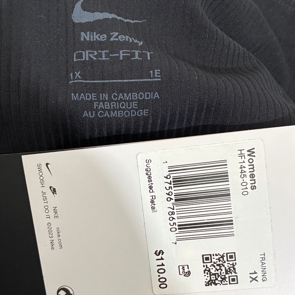 Nike Zenvy $110 Plus Size Ribbed High Waisted Dri-FIT Leggings Black 1X - Picture 8 of 16